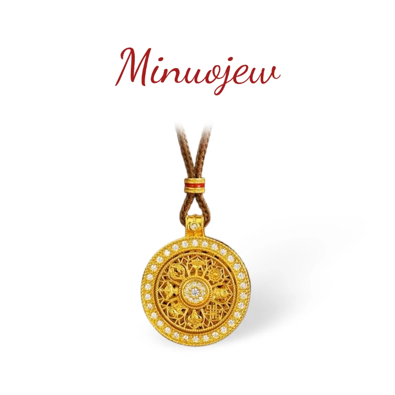 MiNUO/金艺16克新中式旋转八宝罗盘项链中古复古毛衣链