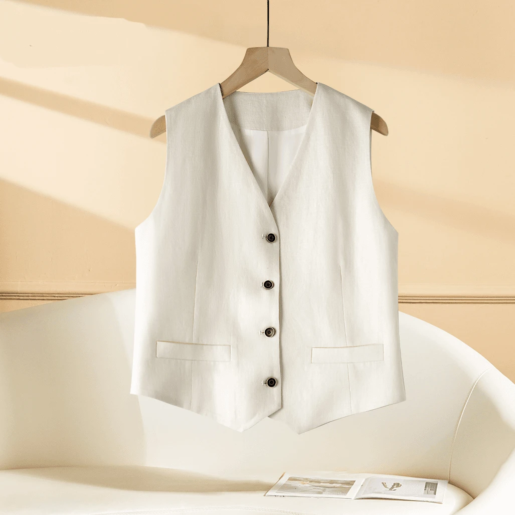 老钱风英伦气质马甲上衣V领简约百搭夏季薄款修身无袖马甲纯色