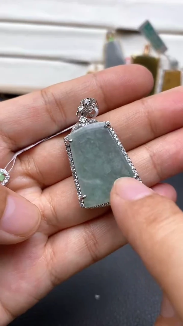 银S925镶嵌戒指翡翠1