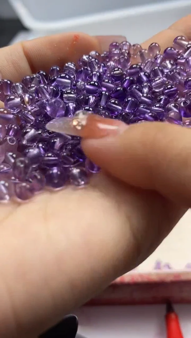 【闪购商品】水晶颈饰未镶嵌w49全净体紫水晶6mm*20颗