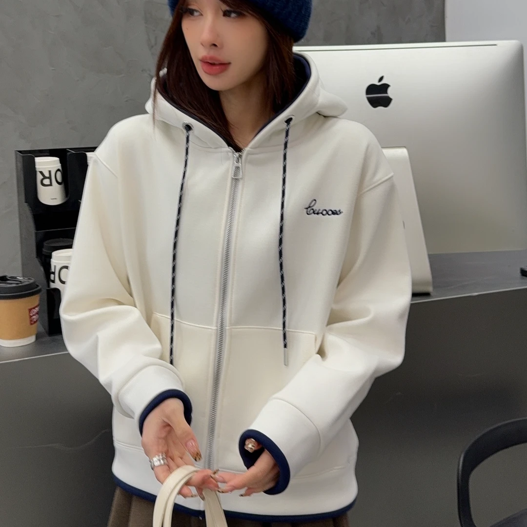 L140双11福利冬季新款加绒潮流百搭字母连帽拉链休外套25-177