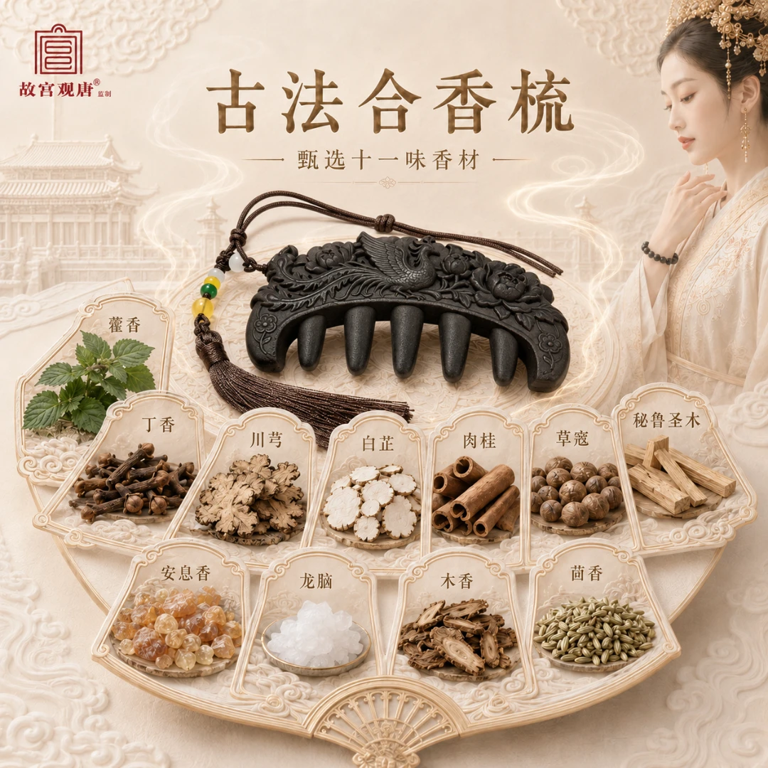 官方正品·故宫观唐[何首乌固元梳]慈喜御用配方草本香牌