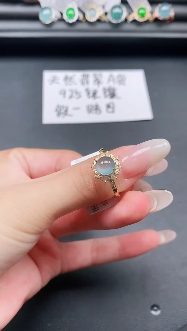 翡翠戒指银S925镶嵌111