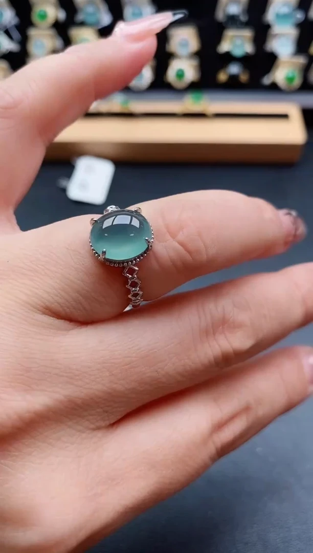 银S925镶嵌戒指翡翠1