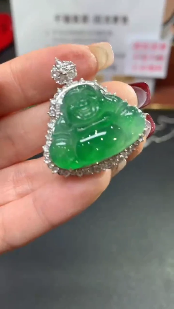 【闪购商品】翡翠吊坠(不含链)18K金镶嵌佛公回流不退不换|29800+0