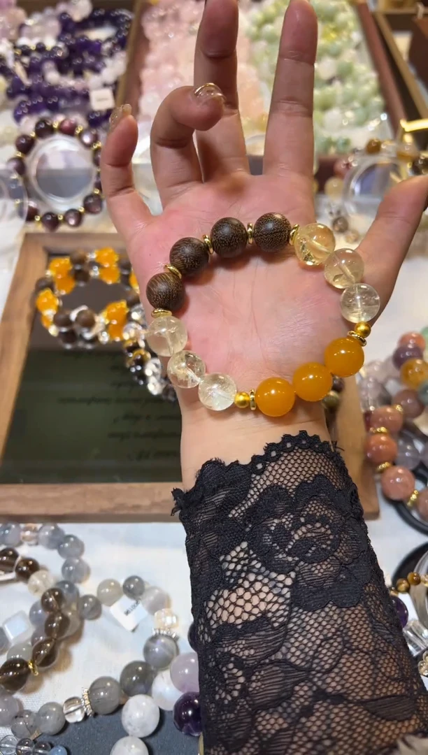 未镶嵌手串玛瑙/玉髓黄玛瑙水晶手串