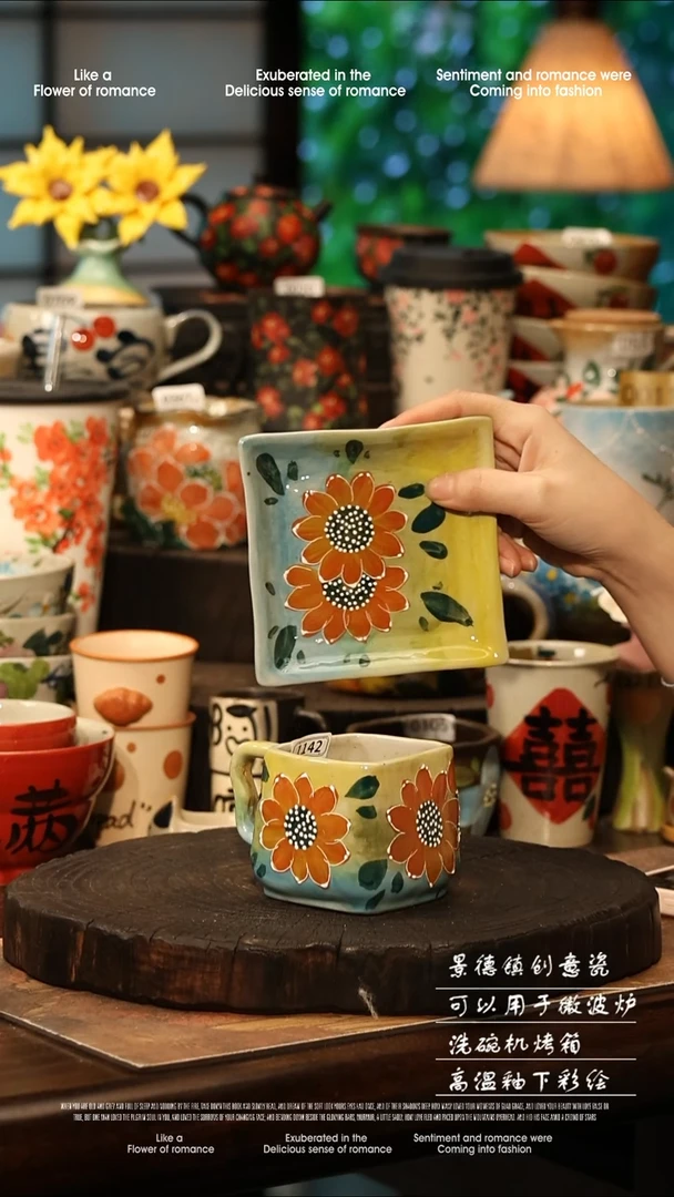 陶瓷景德镇高温釉下彩手工手绘款式@A1142@