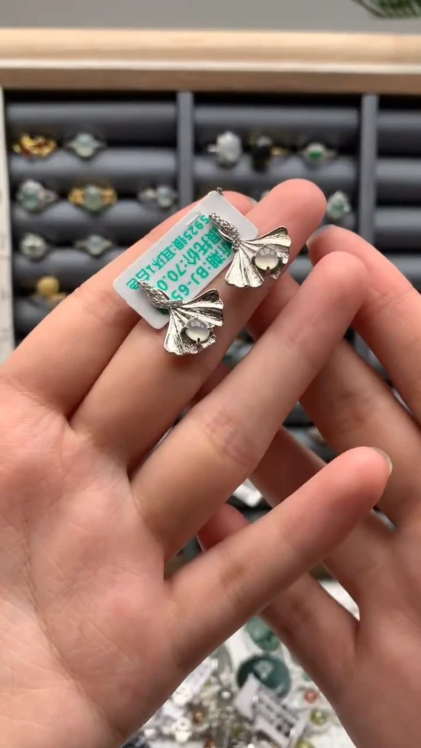 银S925镶嵌戒指翡翠耳饰