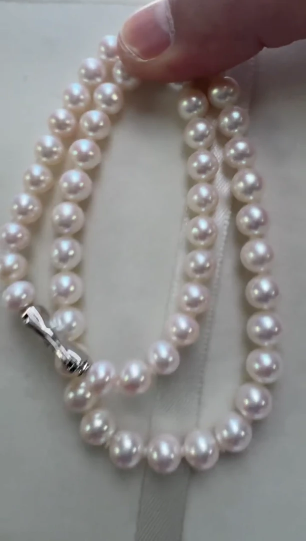 【闪购商品】淡水珍珠项链银S925镶嵌纯无核8mm