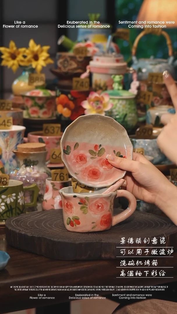 陶瓷景德镇高温釉下彩绘设计师款式