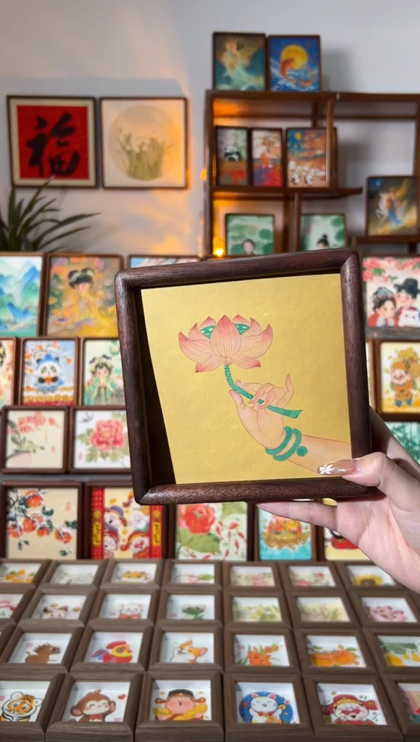 【闪购商品】国画佛手拈花 手绘国画15胡桃