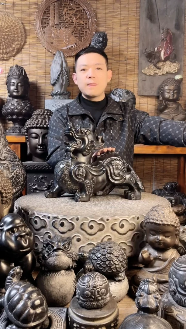 【闪购商品】40飞天貔貅天然青石雕刻