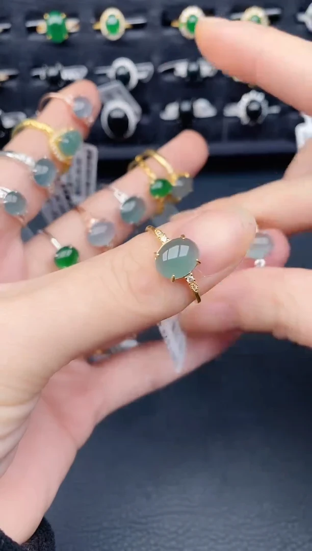 银S925镶嵌戒指翡翠天然a货翡翠232