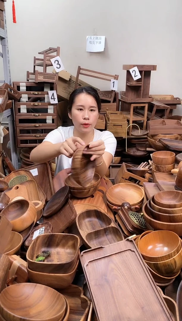 南美胡桃木深碟16*4cm  内销