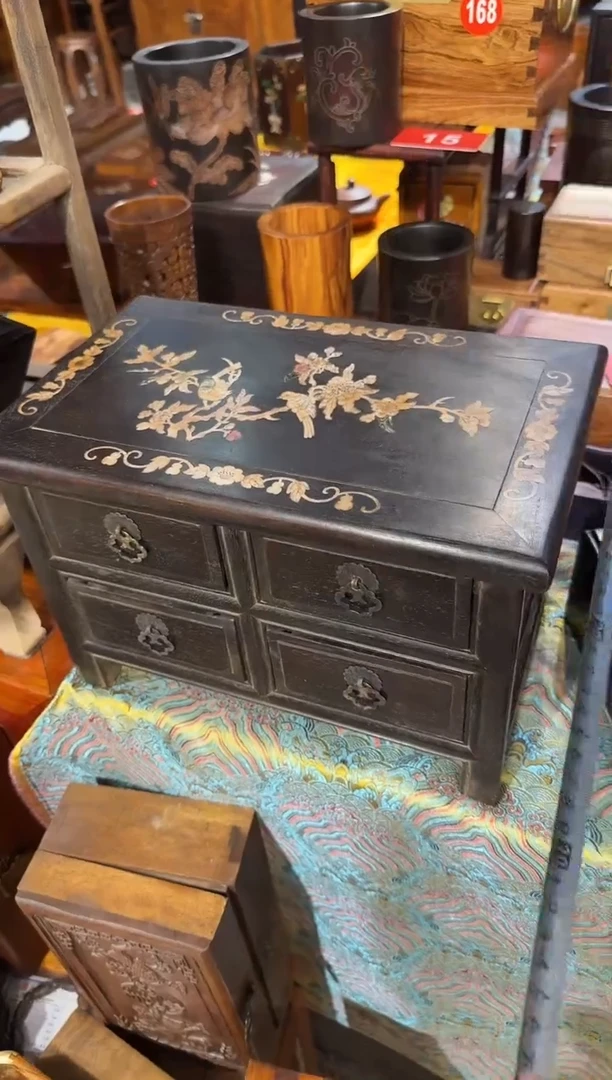 【闪购商品】木木艺紫檀鸟踏花枝四抽屉柜798.88