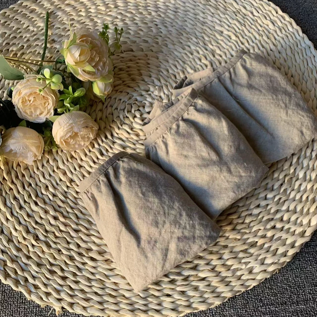 100汉麻纯色女士短裤低腰松紧抑菌亲肤不扎不刺透气吸汗