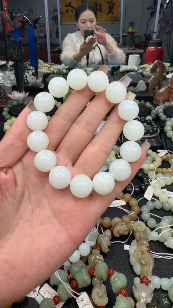 未镶嵌手串和田玉新疆于田白玉卡15
