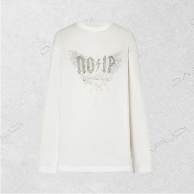 【T恤】2025年秋新品长绒棉斑驳印花长袖T恤Z6912