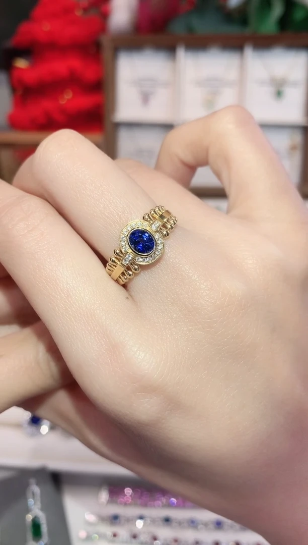 戒指蓝宝石18K金镶嵌0.80ct/天然宝石/七天无理由