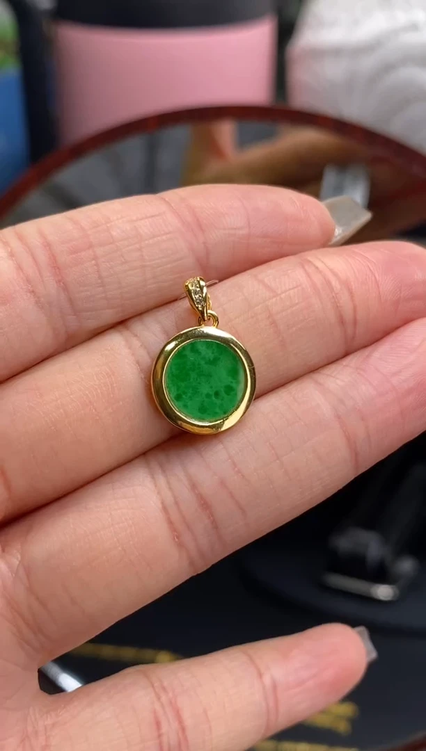 颈饰银S925镶嵌翡翠净货16695