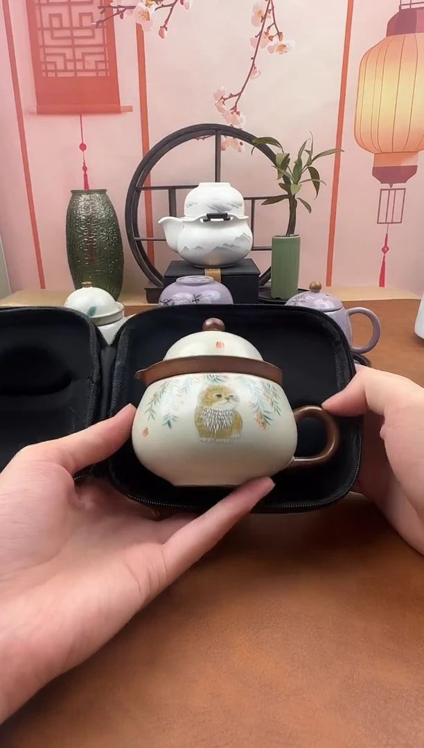 盖碗汝窑猫咪茶咖杯