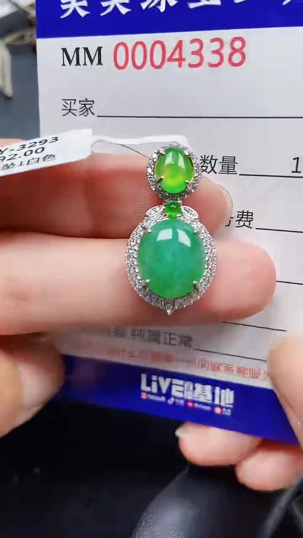 颈饰银S925镶嵌翡翠4338