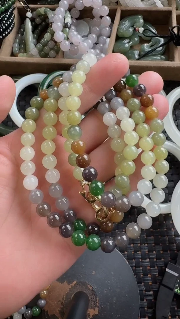 颈饰未镶嵌和田玉8mm多宝108长链