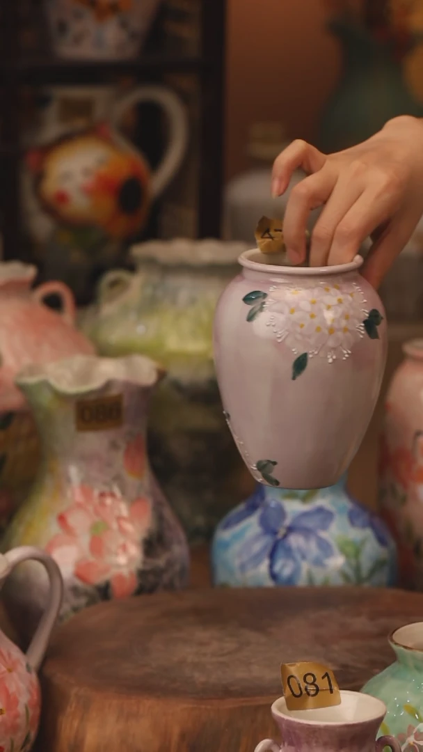 陶瓷472景德镇设计师手作花器摆件侘寂风
