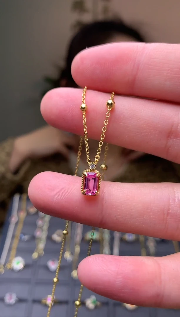 颈饰蓝宝石银S925镶嵌项链