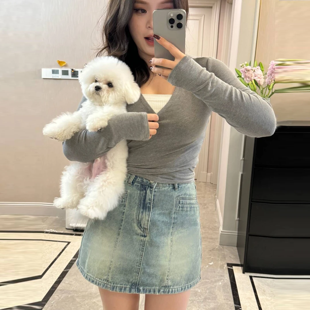 一口苏达By张胖胖版型定制 天蓝物语 显瘦百搭高腰遮胯牛仔裙A402