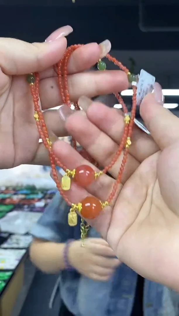 南红玛瑙项链未镶嵌多样性发其一颜色微差