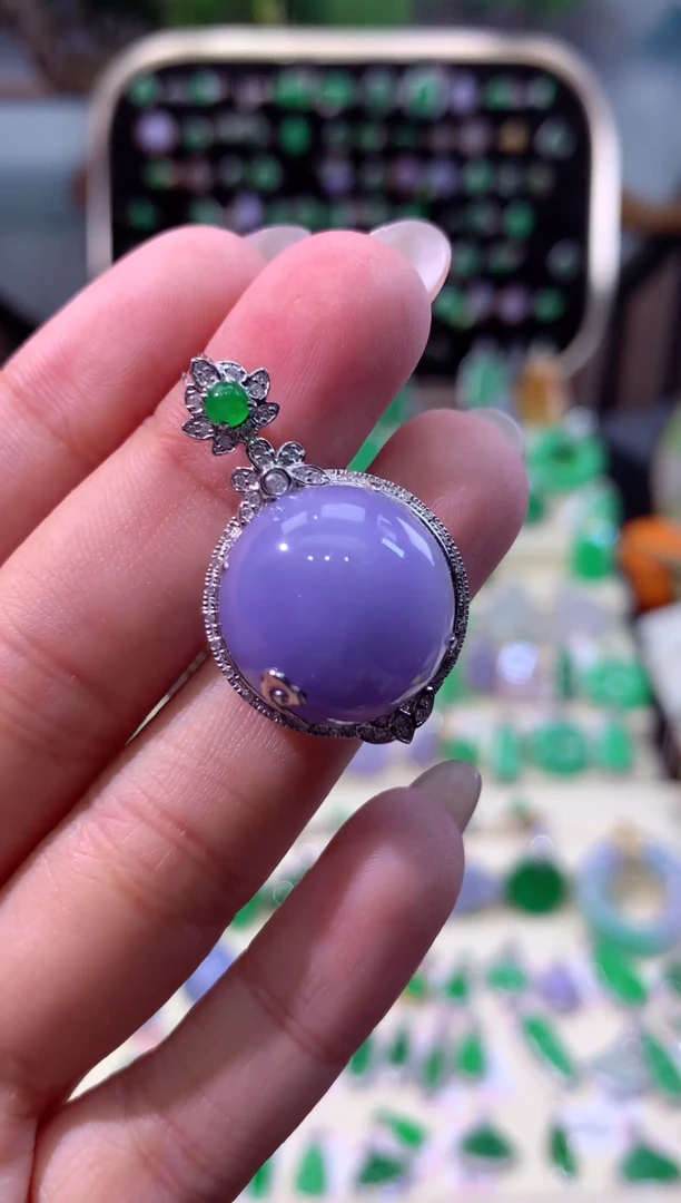 【闪购商品】翡翠颈饰18K金镶嵌缅甸天然A货翡翠