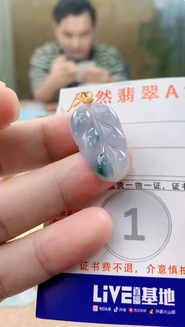 颈饰18K金镶嵌翡翠天然A货翡翠挂件