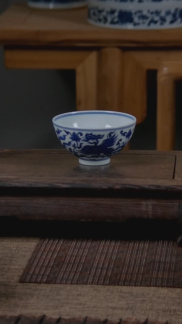 折葵非器手工手绘双凤鸡心杯