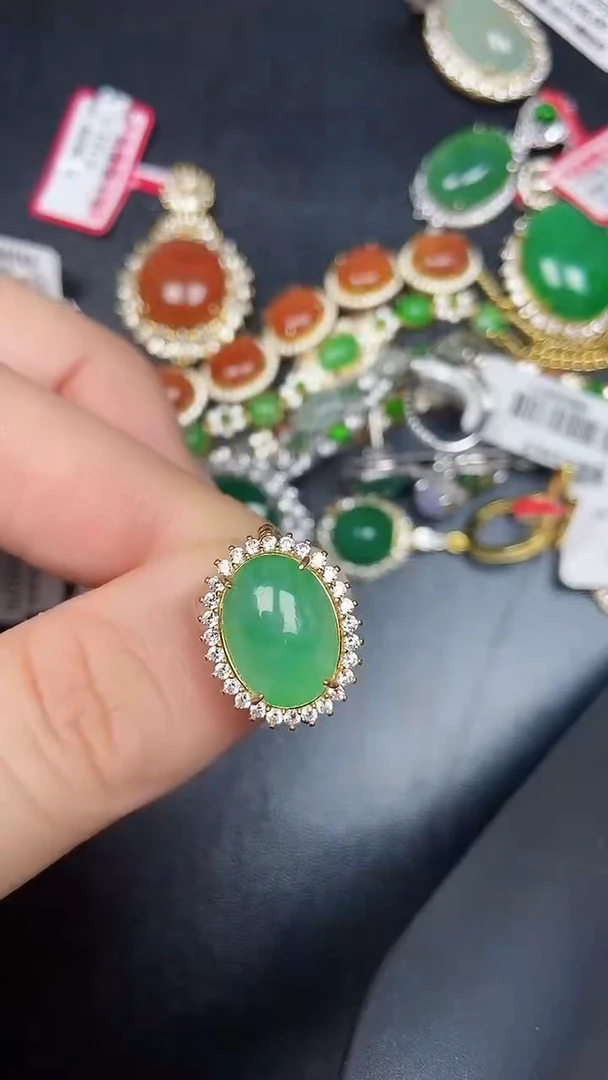 银S925镶嵌戒指翡翠2620