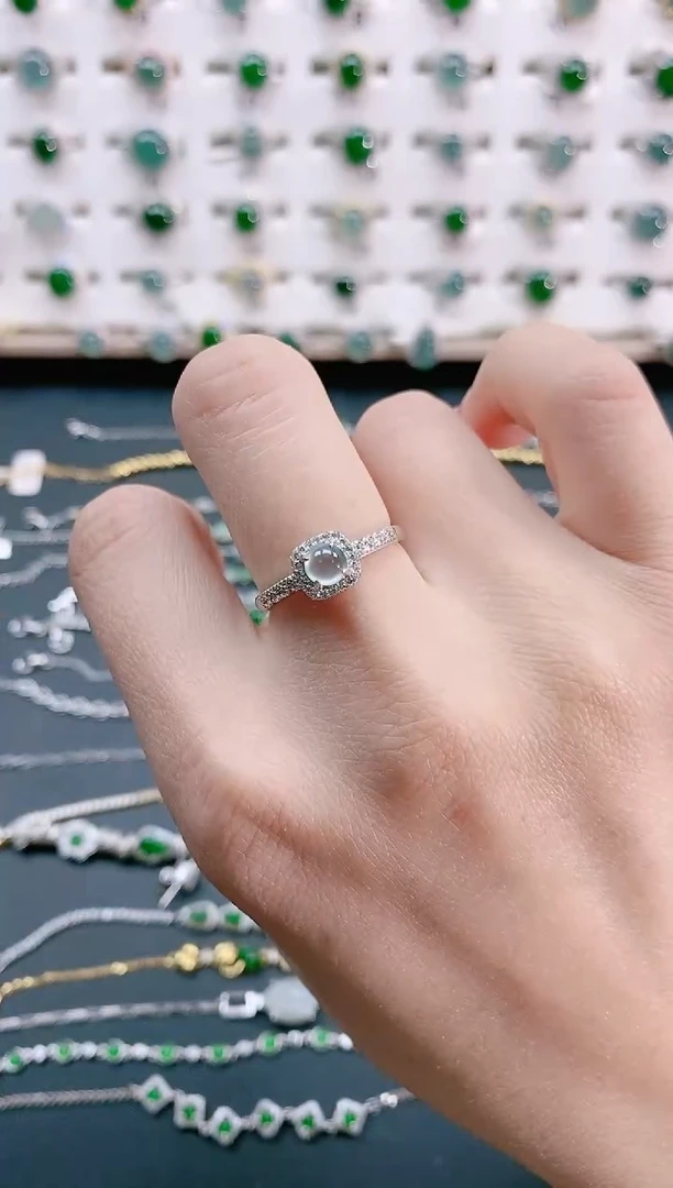 【闪购商品】翡翠戒指银S925镶嵌 天然翡翠