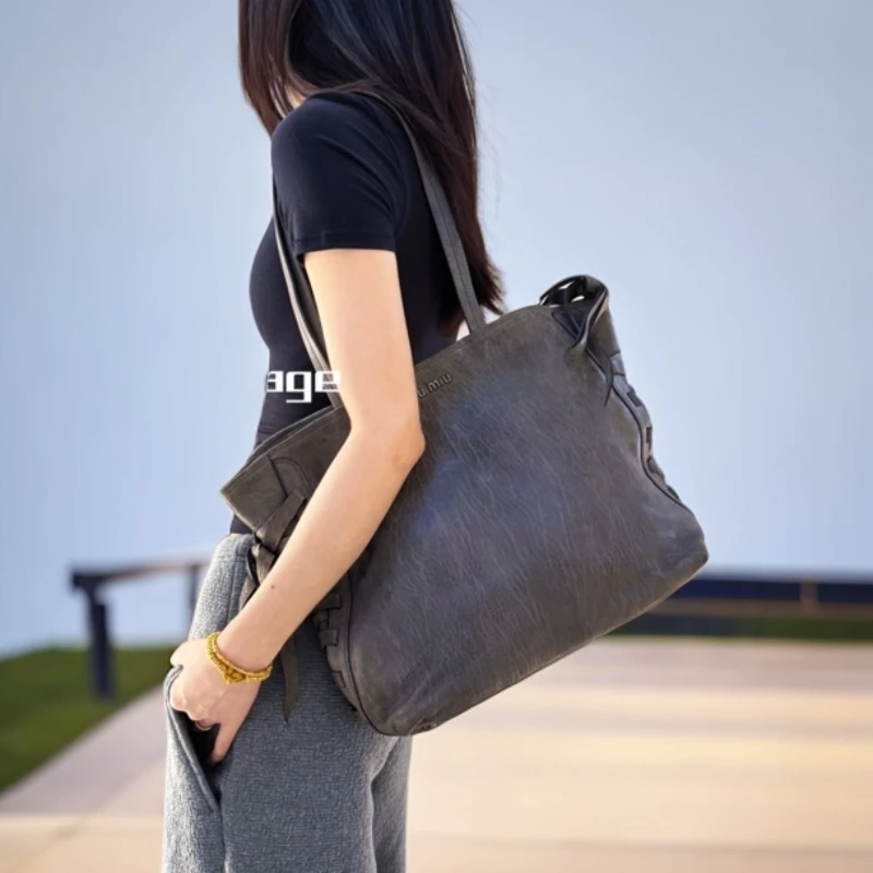 95新 MIU MIU/缪缪 复燃精选/蝴蝶结绑带托特包