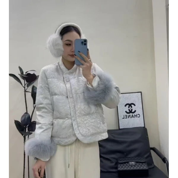 国风优雅提花女士棉服 24861款