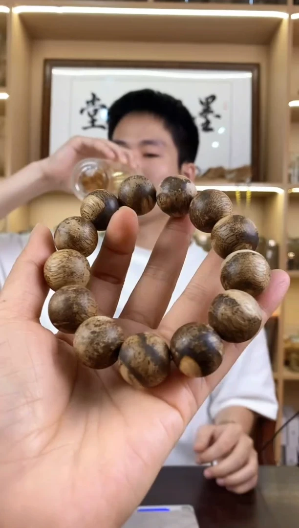 手串沉香13号虎斑白棋卡18mm26g+多样性发一