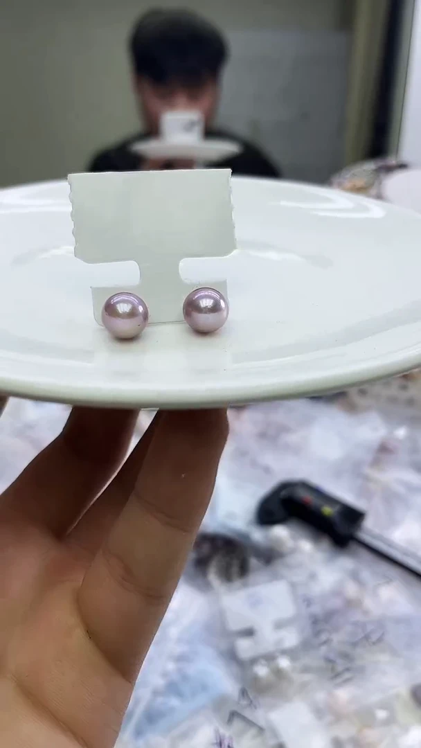 未镶嵌耳饰淡水珍珠紫色系耳饰