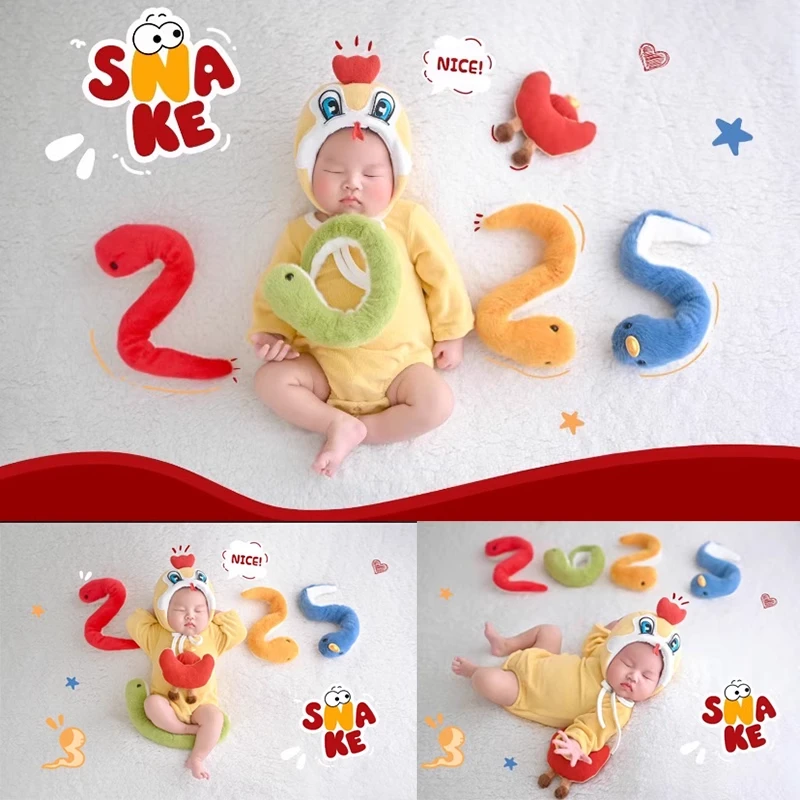 蛇年新生儿摄影道具衣服满月照拍摄服装婴儿宝宝月子照在家拍主题