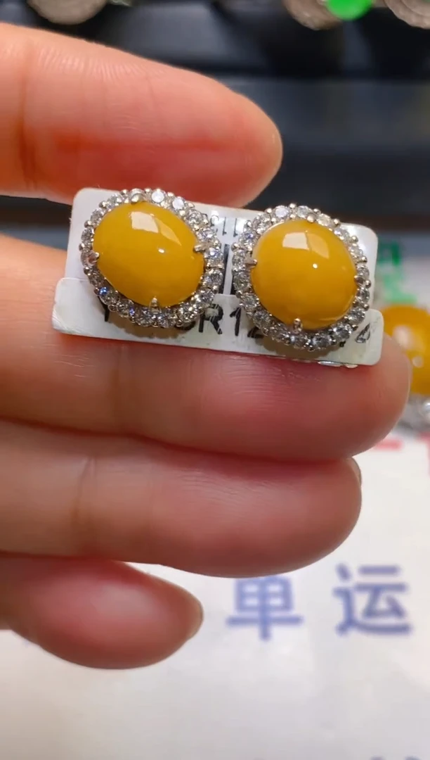 【闪购商品】翡翠耳饰银S925镶嵌天然A货翡翠1