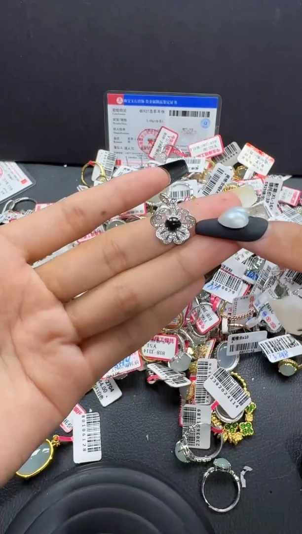 翡翠戒指银S925镶嵌戒指184