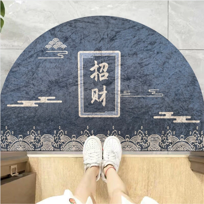 金钻绒灰色招财半圆地垫