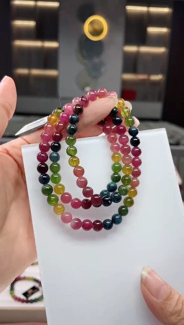 未镶嵌老矿碧玺三圈手串7mm+碧玺（多样性发一条）Q