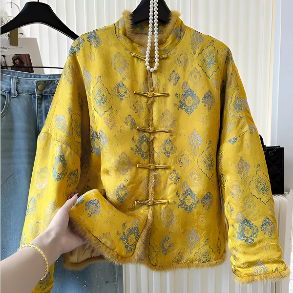 新中式女装高端大气复古重工拼接上衣外套----593