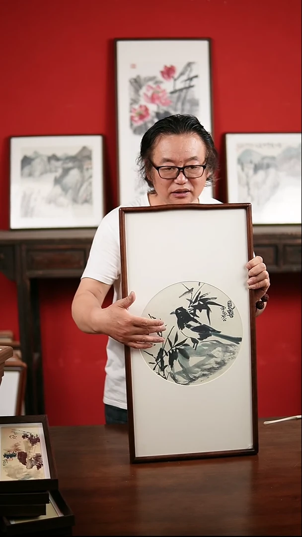 国画手绘手写33*66带框