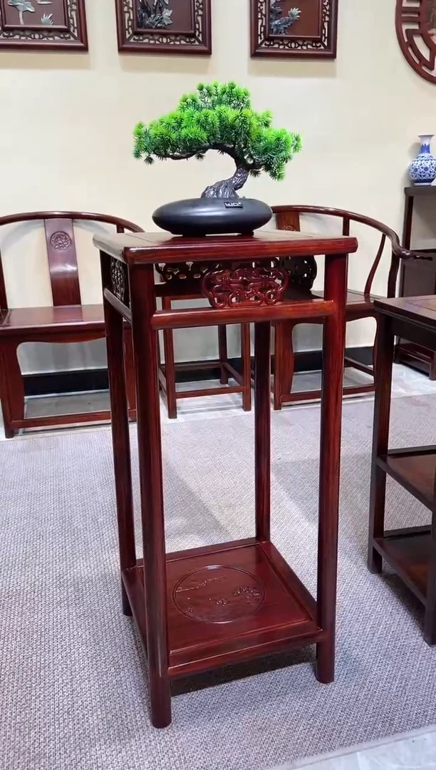 黑酸枝木类成套家具新款花架
