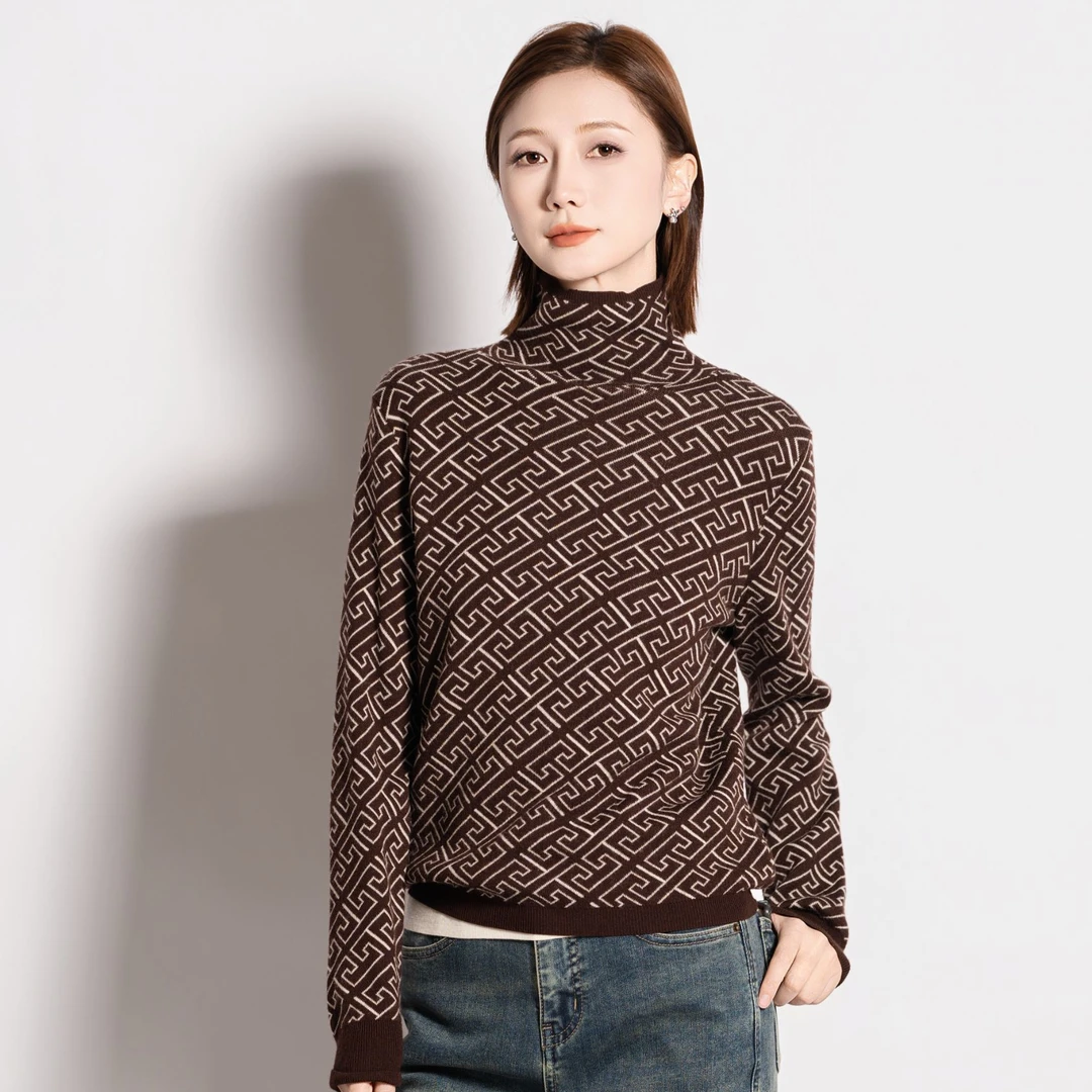 玛丝恩迪秋季立领时尚套头上衣针织半高领毛针织衫74038