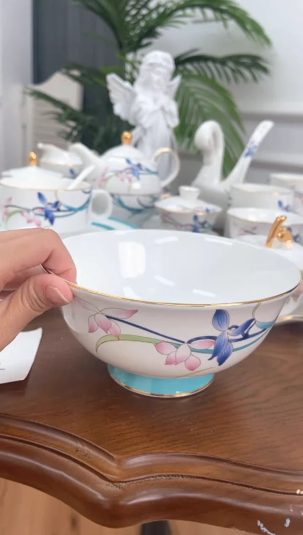 瓷片兰花面碗微瑕不退不换高骨骨瓷